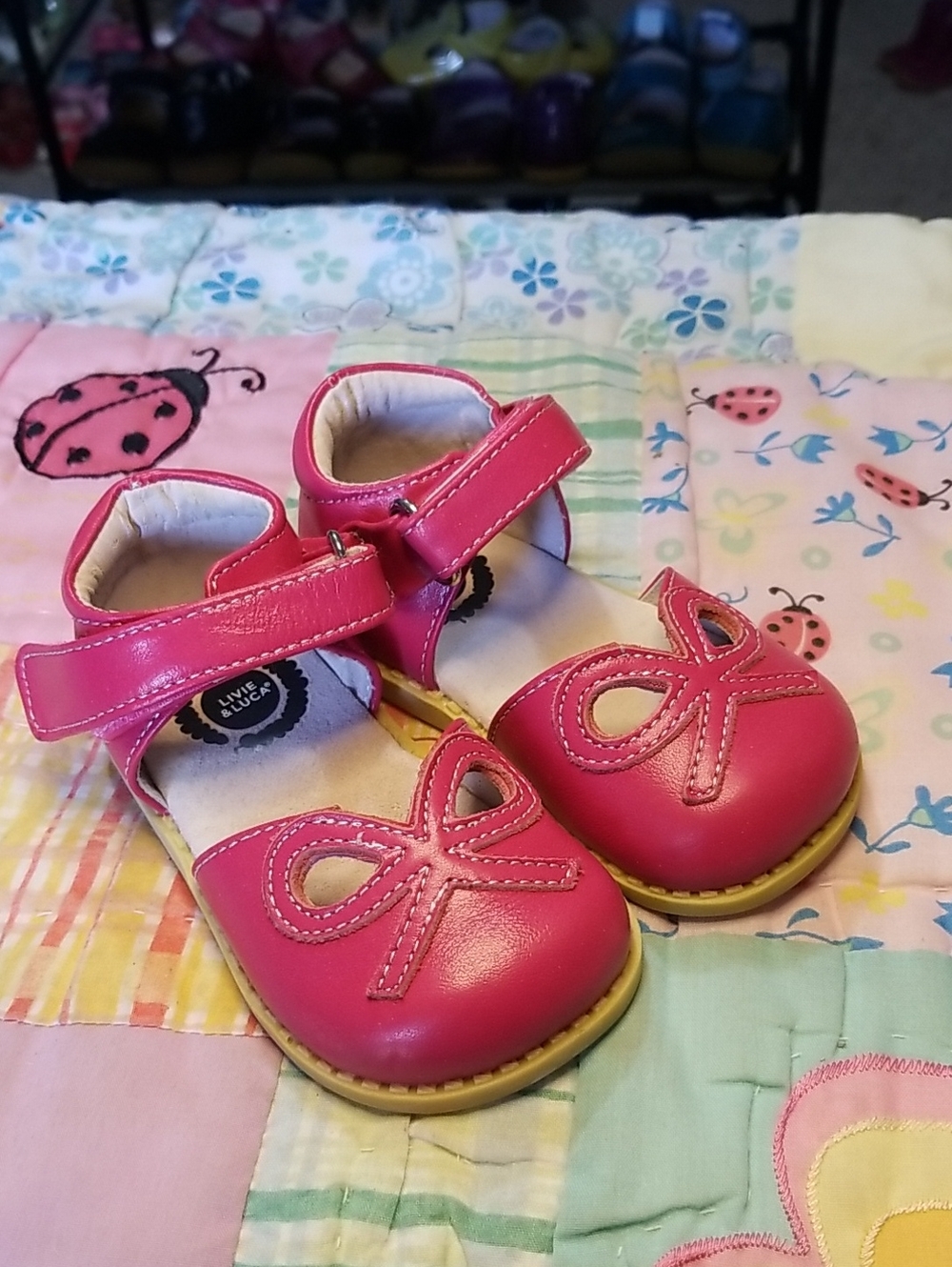 Livie & Luca Hot Pink Soft Leather Mary Jane with Bow Accent Size 5 Bows